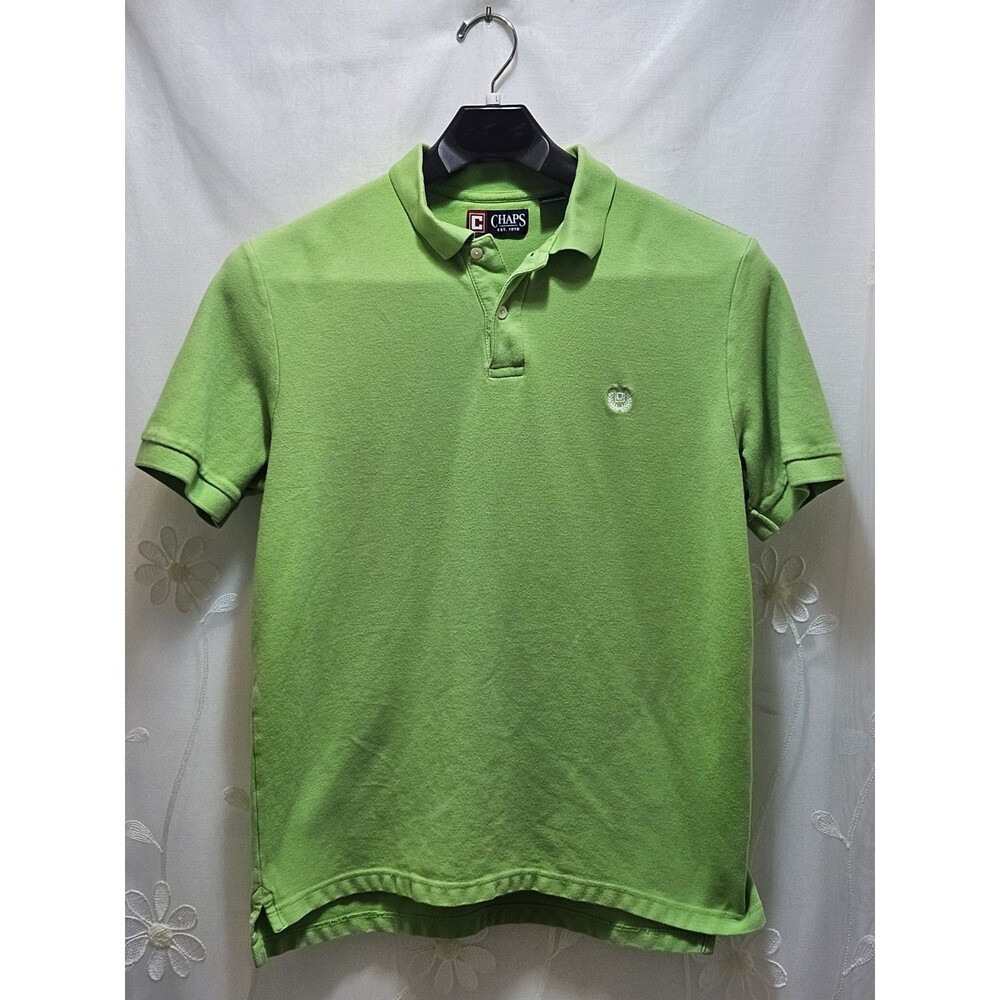 Chaps Mens Large Lime Green Top Polo Retro Neon Timeless Classic Preppy Boujee